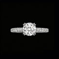 The Celestia Round Brilliant Ring | 18K Solid Gold 1-Carat Round Lab Diamond Engagement Ring with Double-Claw Prongs & Micro-Pave Band