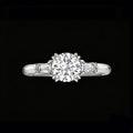 The Heritage Round Trilogy Ring | 18K Solid Gold 1-Carat Round Brilliant Lab Diamond Engagement Ring with Double-Claw Prongs & Tapered Baguette Side Stones