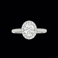 The Royal Oval Halo Ring | 18K Solid Gold 1-Carat Oval Brilliant Lab Diamond Engagement Ring with Scalloped Pavé Halo & Diamond Band