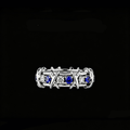 The Sapphire Eclipse Eternity Ring | 18K Solid White Gold Alternating Royal Blue Sapphire and Lab Grown Diamond Interlocking X Woven Band