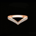 The Sunkissed Chevron Band | 18K Solid Rose Gold Pave Lab Diamond Curved Wishbone Stacking Wedding Ring