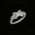 The Lumina Ribbon Ring | 18K Solid White Gold Criss Cross Intertwined Pave Lab Diamond Geometric Statement Band
