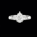 The W&H Pear Ring | 18K Solid Gold 1-Carat Pear-Shaped Lab Diamond Engagement Ring with Tapered Baguette Side Stones
