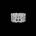 Bespoke 18K White Gold Openwork Lotus Flower Ring with Pave Diamonds | Luxury Statement Wide Band