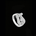 The Maritime Shackle Ring | 18K Solid White Gold Pave Lab Diamond Horseshoe Statement Band with Pear Cut Center Diamond