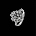 The Stellar Cluster Cocktail Ring | 18K Solid White Gold Multi-Dimensional Pave Lab Diamond Organic Snowflake Statement Band