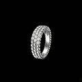 The Perlée Blossom Band | 18K Solid White Gold Triple-Row Beaded Matrix Pave Lab Diamond Texture Statement Ring