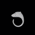 The Arctic Majesty Bear Ring | 18K Solid White Gold Bypass Open Shank Full Pave Lab Diamond Luxury Animal Statement Band