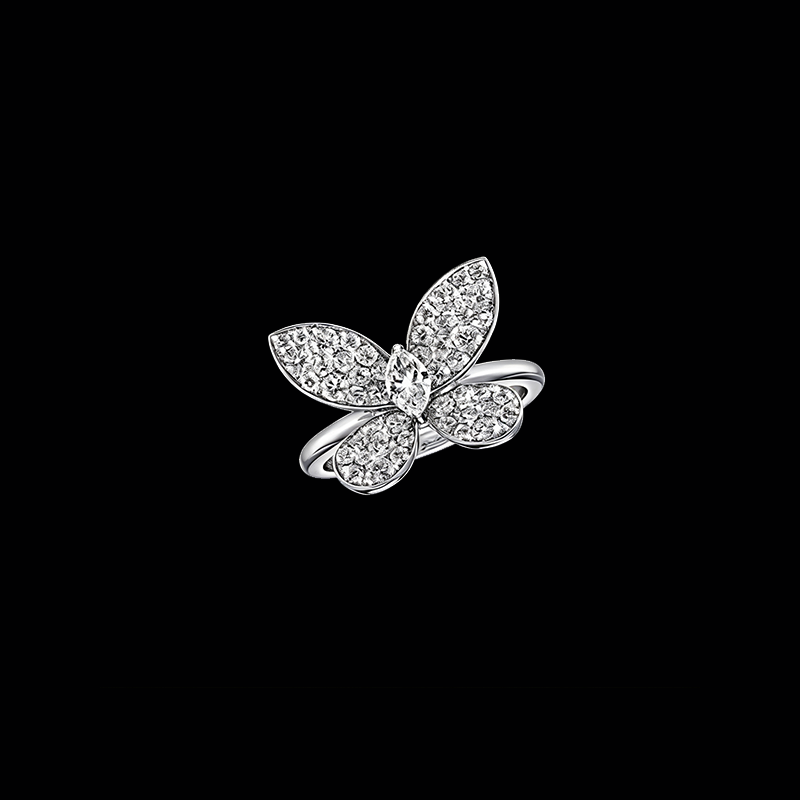 The Couture Ribbon Bowknot Ring | 18K Solid White Gold Baguette & Round Cut Lab Diamond 3D Sculptural Openwork Cocktail Band