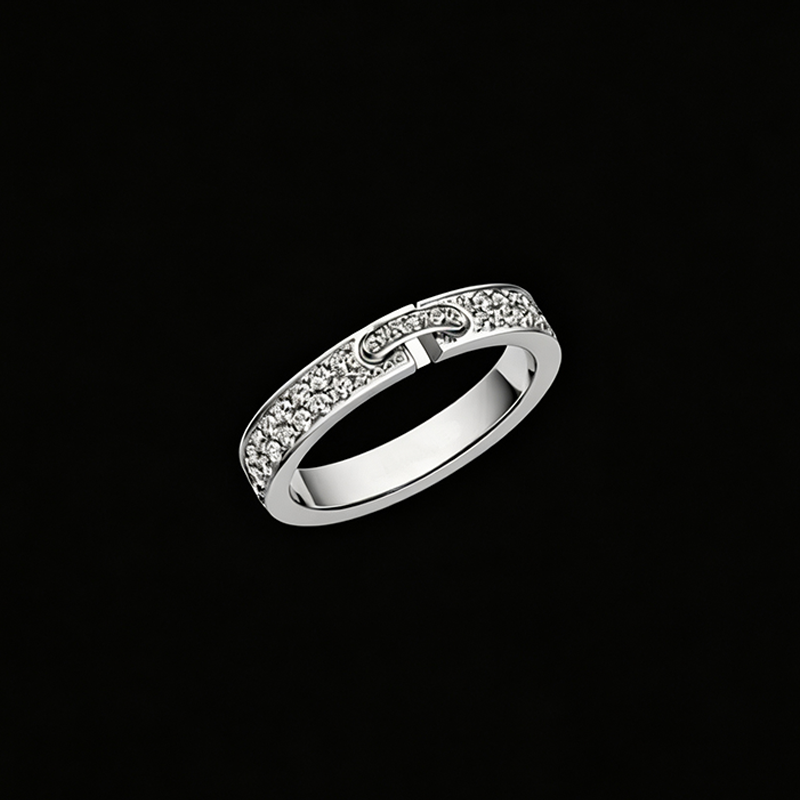 The Eternal Bond Band | 18K Solid White Gold Pave Lab Diamond Link Promise Ring