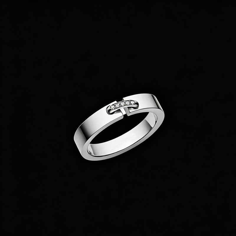 The Eternal Bond Band | 18K Solid White Gold Diamond-Set Link Promise Ring