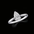 The Flame Pear Solitaire Ring | 18K Solid Gold 1-Carat Pear-Shaped Lab Diamond Engagement Ring with Tapered Fluid Plain Band