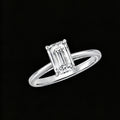 The Paragon Emerald Solitaire Ring | 18K Solid Gold 1-Carat Emerald-Cut Lab Diamond Engagement Ring with Sleek Comfort Plain Band