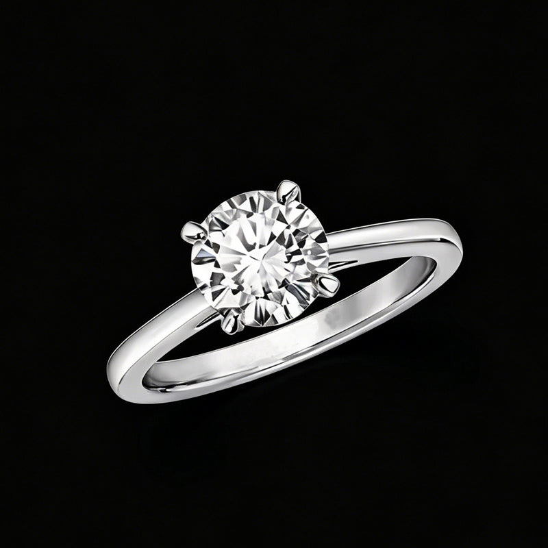 The Eternal Round Solitaire Ring | 18K Solid Gold 1-Carat Round Brilliant Lab Diamond Engagement Ring with Classic Four-Prong Setting